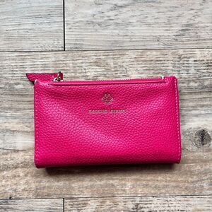 Nanette Lepore Pebbled Leather Zip Wallet Hot Pink Wristlet Clutch
